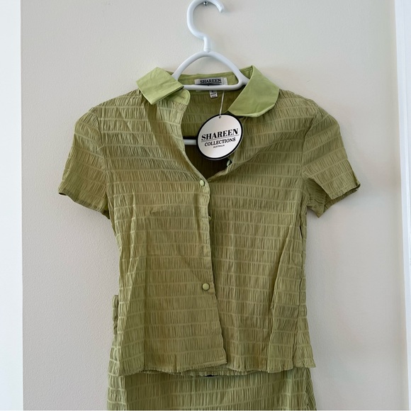 Womens green blouse and skirt matching set, new with tags, size XS - Picture 4 of 6